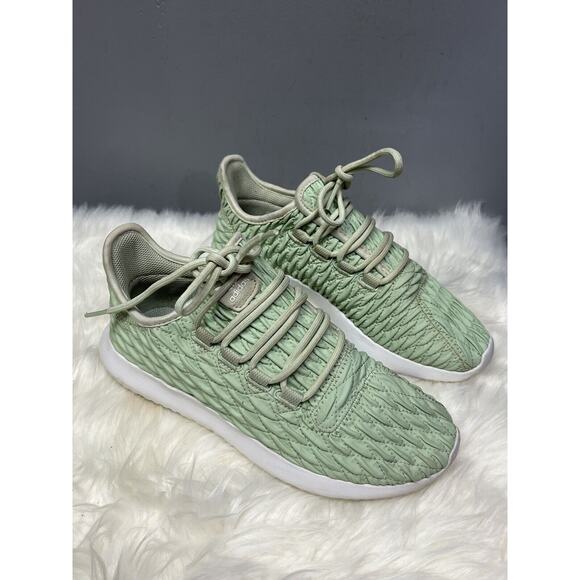 Adidas Tubular Sneaker Womens sz 7 Shadow Lace‎ up Textured Sneaker Linen green - Picture 1 of 8